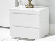 LPD Puro White High Gloss 2 Drawer Small Bedside Cabinet (Flat Packed)