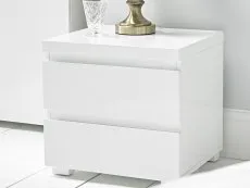 LPD LPD Puro White High Gloss 2 Drawer Small Bedside Table