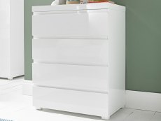 LPD Puro White High Gloss 4 Drawer Chest of Drawers (Flat Packed)