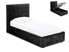 LPD LPD Rimini 3ft Single Black Crushed Velvet Glitz Upholstered Fabric Ottoman Bed Frame