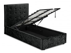 LPD LPD Rimini 3ft Single Black Crushed Velvet Glitz Upholstered Fabric Ottoman Bed Frame