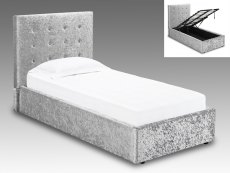 LPD LPD Rimini 3ft Single Silver Crushed Velvet Glitz Upholstered Fabric Ottoman Bed Frame