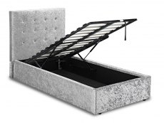 LPD LPD Rimini 3ft Single Silver Crushed Velvet Glitz Upholstered Fabric Ottoman Bed Frame