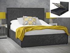 LPD LPD Rimini 5ft King Size Black Crushed Velvet Glitz Upholstered Fabric Ottoman Bed Frame