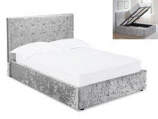LPD LPD Rimini 5ft King Size Silver Crushed Velvet Glitz Upholstered Fabric Ottoman Bed Frame