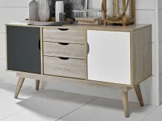 LPD LPD Scandi Oak and Grey 2 Door 3 Drawer Sideboard