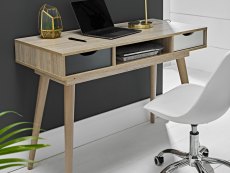 LPD LPD Scandi Oak and Grey 2 Drawer Desk (Flat Packed)