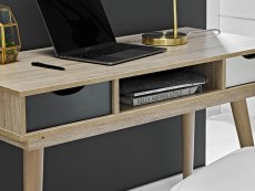 LPD Scandi Oak and Grey 2 Drawer Desk (Flat Packed)