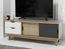 LPD LPD Scandi Oak and Grey 2 Door 2 Drawer TV Cabinet