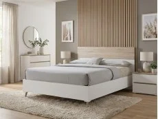 LPD LPD Stockholm White and Oak Wooden Bed Frame