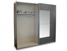 Rauch Rauch Kira 218cm Metallic Grey Sliding Door Mirrored Large Double Wardrobe (Flat Packed)