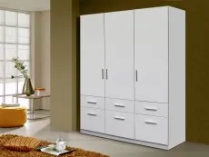 Rauch Kobe 136cm White High Gloss 3 Door 6 Drawer Triple Wardrobe