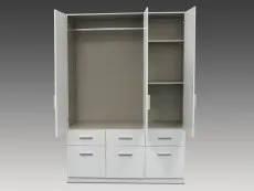 Rauch Rauch Kobe 136cm White High Gloss 3 Door 6 Drawer Triple Wardrobe