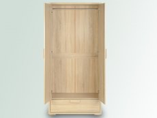 Seconique Seconique Cambourne Light Sonoma Oak 2 Door 1 Drawer Double Wardrobe (Flat Packed)