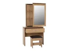 Seconique Seconique Charles Oak 1 Drawer Dressing Table with Mirror and Stool