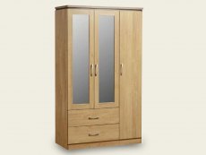 Seconique Seconique Charles Oak 3 Door 2 Drawer Triple Wardrobe (Flat Packed)