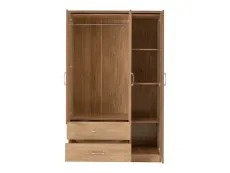 Seconique Charles Oak 3 Door 2 Drawer Triple Wardrobe