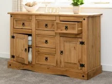 Seconique Seconique Corona Pine 2 Door 5 Drawer Wooden Sideboard