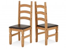 Seconique Corona Set of 2 Pine and Brown Wooden Dining Chairs