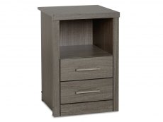 Seconique Lisbon Black Wood Grain Effect 2 Drawer Bedside Cabinet (Flat Packed)