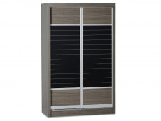 Seconique Seconique Lisbon Black Wood Grain Effect Sliding Door Double Wardrobe (Flat Packed)