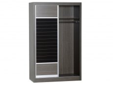 Seconique Seconique Lisbon Black Wood Grain Effect Sliding Door Double Wardrobe (Flat Packed)