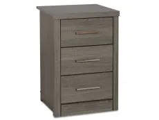 Seconique Seconique Lisbon Black Wood Grain Effect 3 Drawer Bedside Table