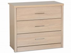Seconique Lisbon  Light Oak Effect 3 Drawer Low Chest of Drawers (Flat Packed)