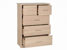 Seconique Lisbon  Light Oak Effect 3+2 Drawer Chest of Drawers (Flat Packed)