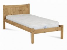 Seconique Maya 3ft Single Distressed Wax Pine Wooden Bed Frame