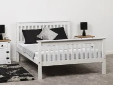 Seconique Seconique Monaco White Wooden Bed Frame (High Footend)