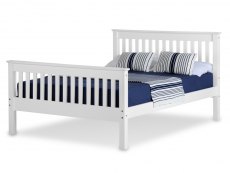Seconique Monaco 4ft Small Double White Wooden Bed Frame (High Footend)