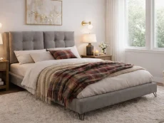 Time Living Time Living Tuscany Light Grey Fabric Bed Frame