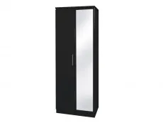 Welcome Welcome Knightsbridge Black High Gloss 2 Door Tall Mirrored Double Wardrobe (Assembled)