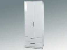 Welcome Welcome 2ft6 Knightsbridge White High Gloss 2 Door 2 Drawer Double Wardrobe (Assembled)