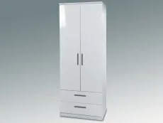 Welcome Welcome Knightsbridge White High Gloss 2 Door 2 Drawer Double Wardrobe (Assembled)