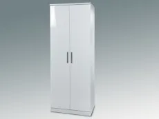 Welcome Welcome 2ft6 Knightsbridge White High Gloss 2 Door Tall Double Wardrobe (Assembled)