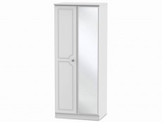 Welcome 2ft6 Pembroke White Ash 2 Door Tall Mirrored Double Wardrobe (Assembled)