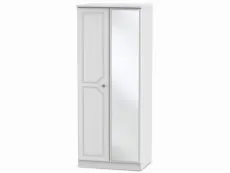 Welcome Welcome 2ft6 Pembroke White Ash 2 Door Tall Mirrored Double Wardrobe (Assembled)