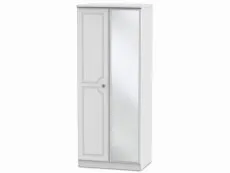 Welcome Welcome 2ft6 Pembroke White Ash 2 Door Mirrored Double Wardrobe (Assembled)