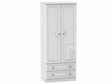 Welcome Welcome 2ft6 Pembroke White High Gloss 2 Door 2 Drawer Tall Double Wardrobe (Assembled)