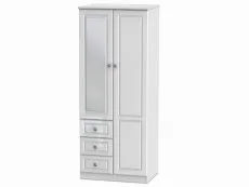 Welcome Welcome 2ft6 Pembroke White High Gloss 2 Door 3 Drawer Mirrored Double Wardrobe (Assembled)
