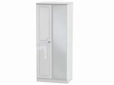 Welcome Welcome Pembroke White High Gloss 2 Door Tall Mirrored Double Wardrobe (Assembled)