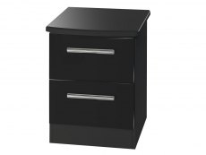 Welcome Knightsbridge Black High Gloss 2 Drawer Small Bedside Cabinet (Assembled)