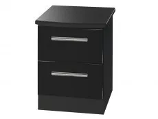 Welcome Welcome Knightsbridge Black High Gloss 2 Drawer Small Bedside Table (Assembled)