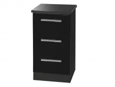 Welcome Welcome Knightsbridge Black High Gloss 3 Drawer Bedside Table (Assembled)