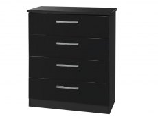 Welcome Knightsbridge Black High Gloss 4 Drawer Chest of Drawers (Assembled)