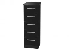 Welcome Welcome Knightsbridge Black High Gloss 5 Drawer Tall Narrow Chest of Drawers (Assembled)