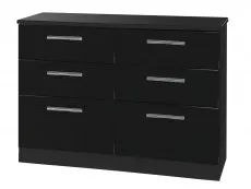 Welcome Welcome Knightsbridge Black High Gloss 6 Drawer Midi Chest of Drawers (Assembled)