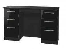 Welcome Knightsbridge Black High Gloss Double Pedestal Dressing Table (Assembled)